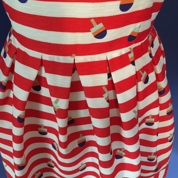 Kling Red & White Stripe summer dress with colorful popsicle print retro pinup - Picture 6 of 16